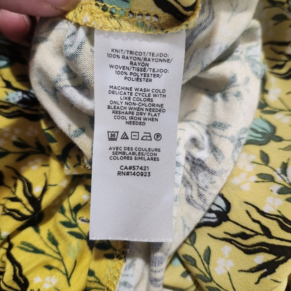 LOFT yellow floral button down long sleeve top ruffles cottagecore womens XL - Picture 5 of 6